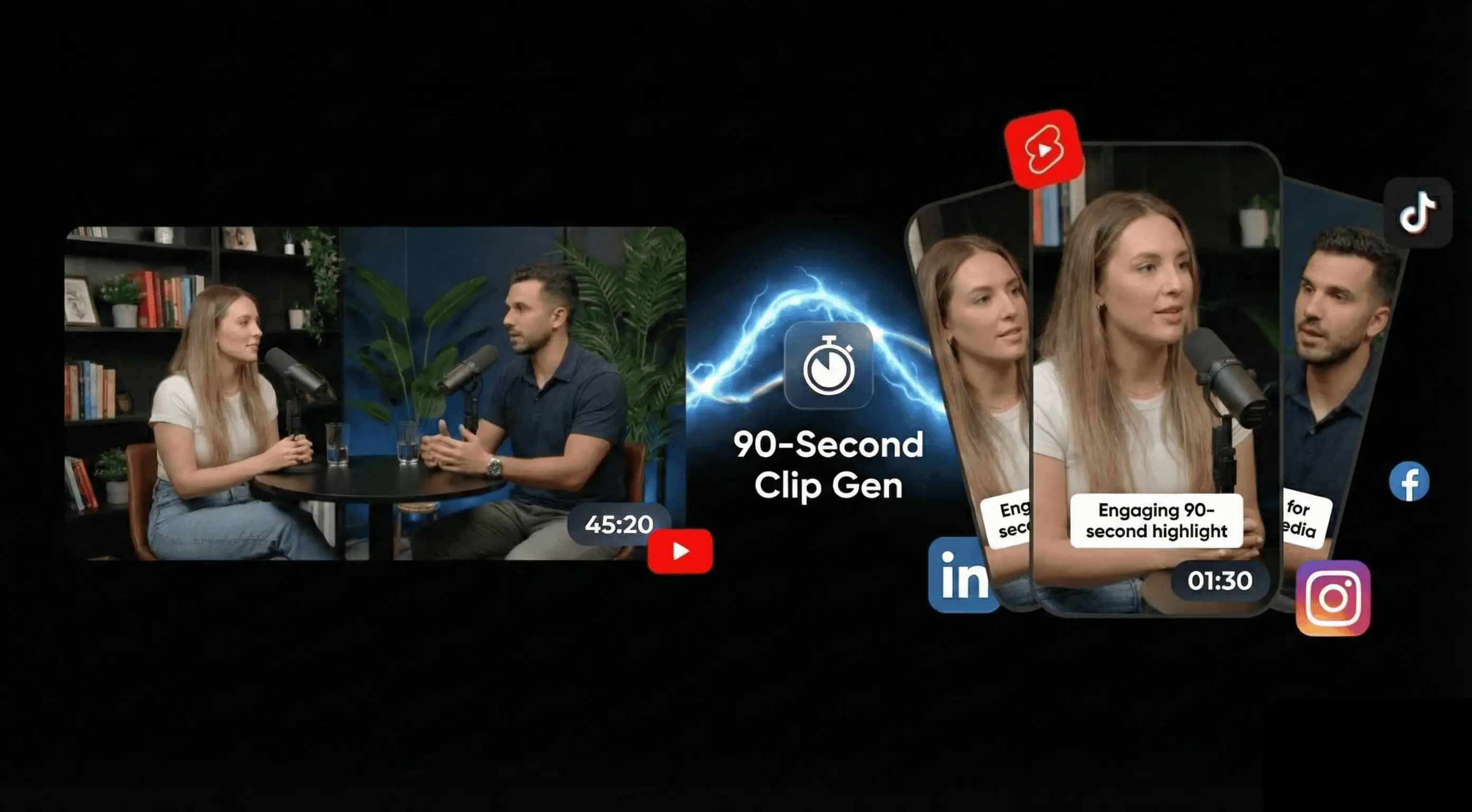 Reelify AI generates clips in 90 seconds - done in minutes not hours