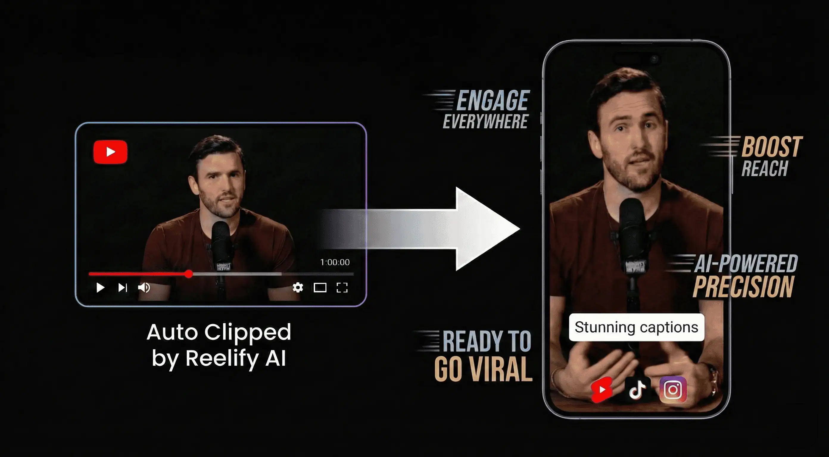 Before and After - Transform horizontal videos to viral vertical clips